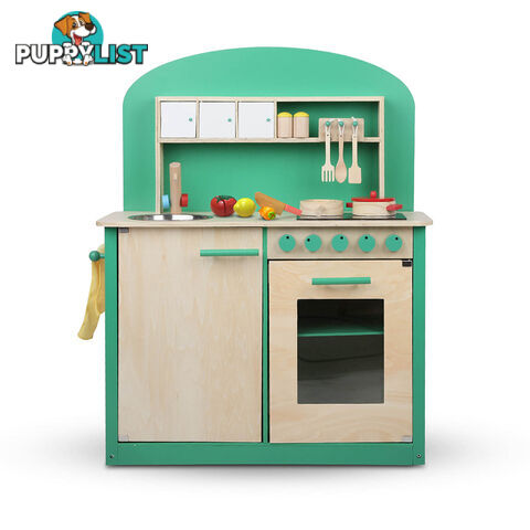 Kids Wooden Play Set Kitchen 8 Piece - Green