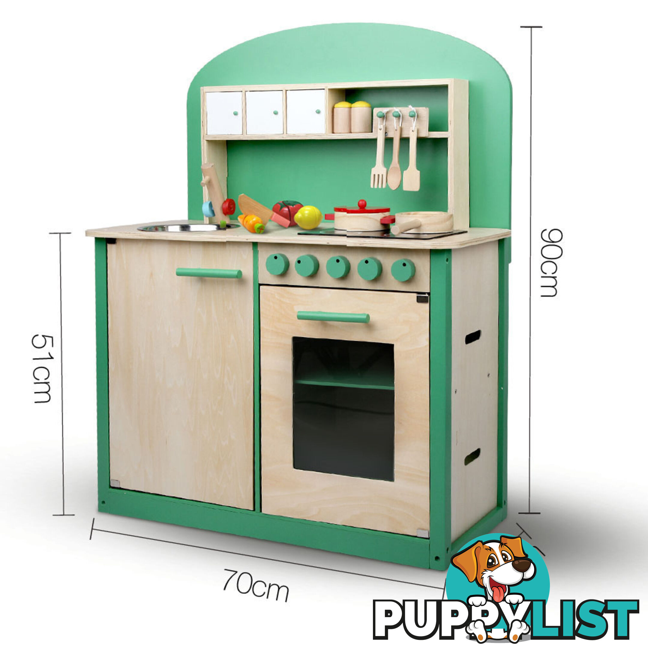 Kids Wooden Play Set Kitchen 8 Piece - Green