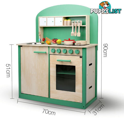 Kids Wooden Play Set Kitchen 8 Piece - Green