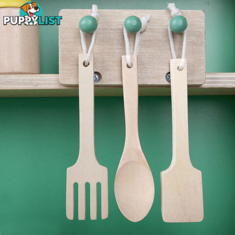 Kids Wooden Play Set Kitchen 8 Piece - Green