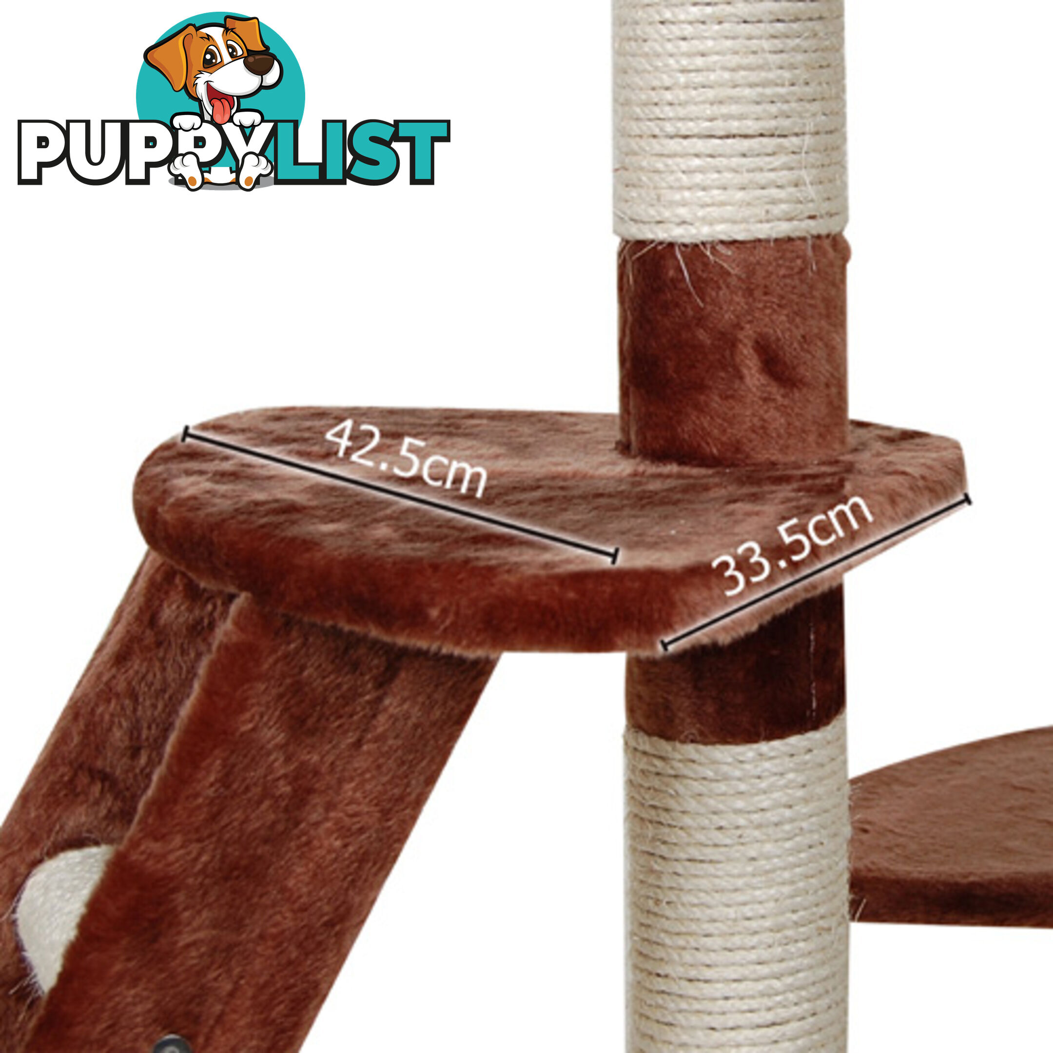 Multi Level Cat Scratching Poles Tree w/ Ladder Brown