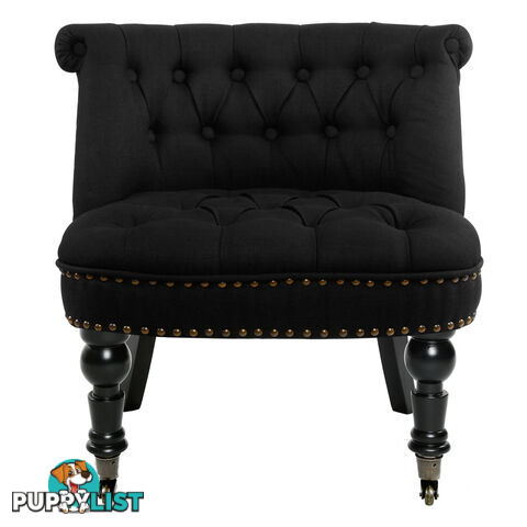 Lorraine Chair French Provincial Linen Fabric Sofa Pitch Black