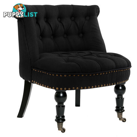 Lorraine Chair French Provincial Linen Fabric Sofa Pitch Black