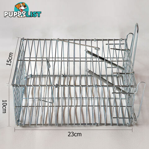 Set of 2 Humane Animal Trap Cage 23 x 15 x 10cm Silver