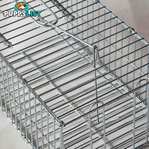 Set of 2 Humane Animal Trap Cage 23 x 15 x 10cm Silver