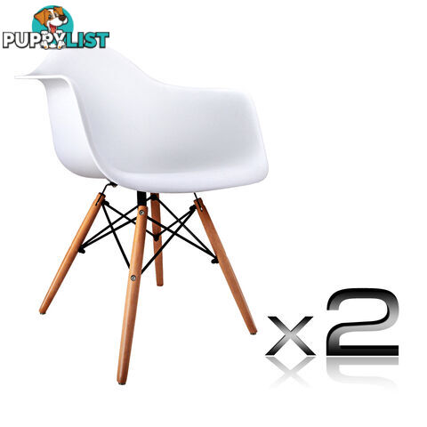 Set of 2 Replica Eames Cafe Chairs Beech White