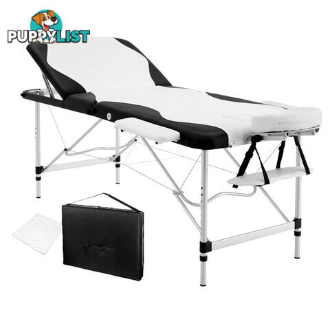 Portable Aluminium 3 Fold Massage Table Chair Bed Black White 75cm