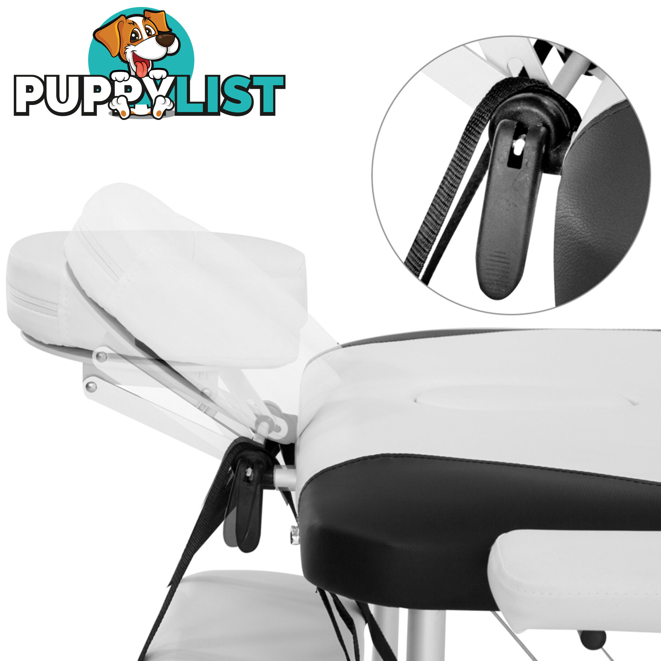 Portable Aluminium 3 Fold Massage Table Chair Bed Black White 75cm