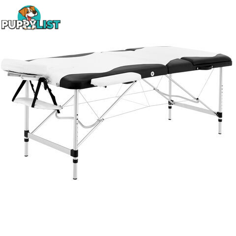 Portable Aluminium 3 Fold Massage Table Chair Bed Black White 75cm