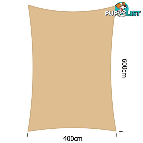 Heavy Duty Rectangle Shade Sail Canopy 4 x 6m Sand Beige