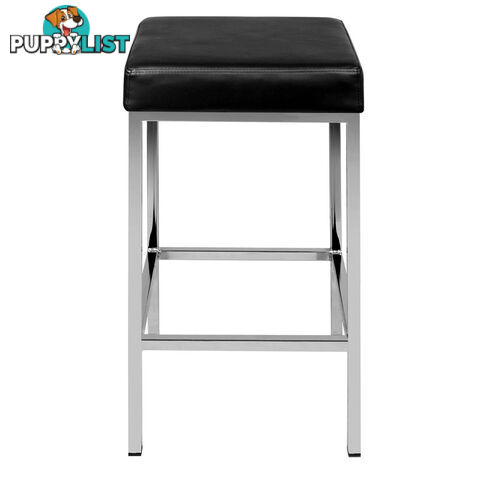 Set of 2 PU Leather Kitchen Bar Stool Black