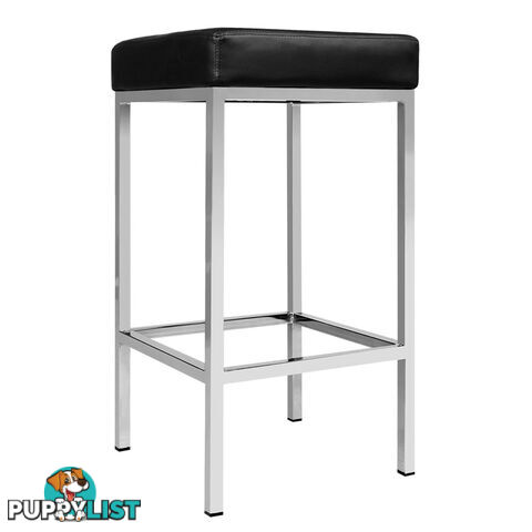 Set of 2 PU Leather Kitchen Bar Stool Black