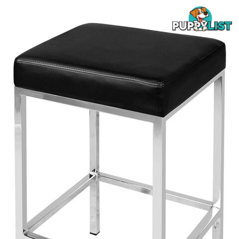 Set of 2 PU Leather Kitchen Bar Stool Black