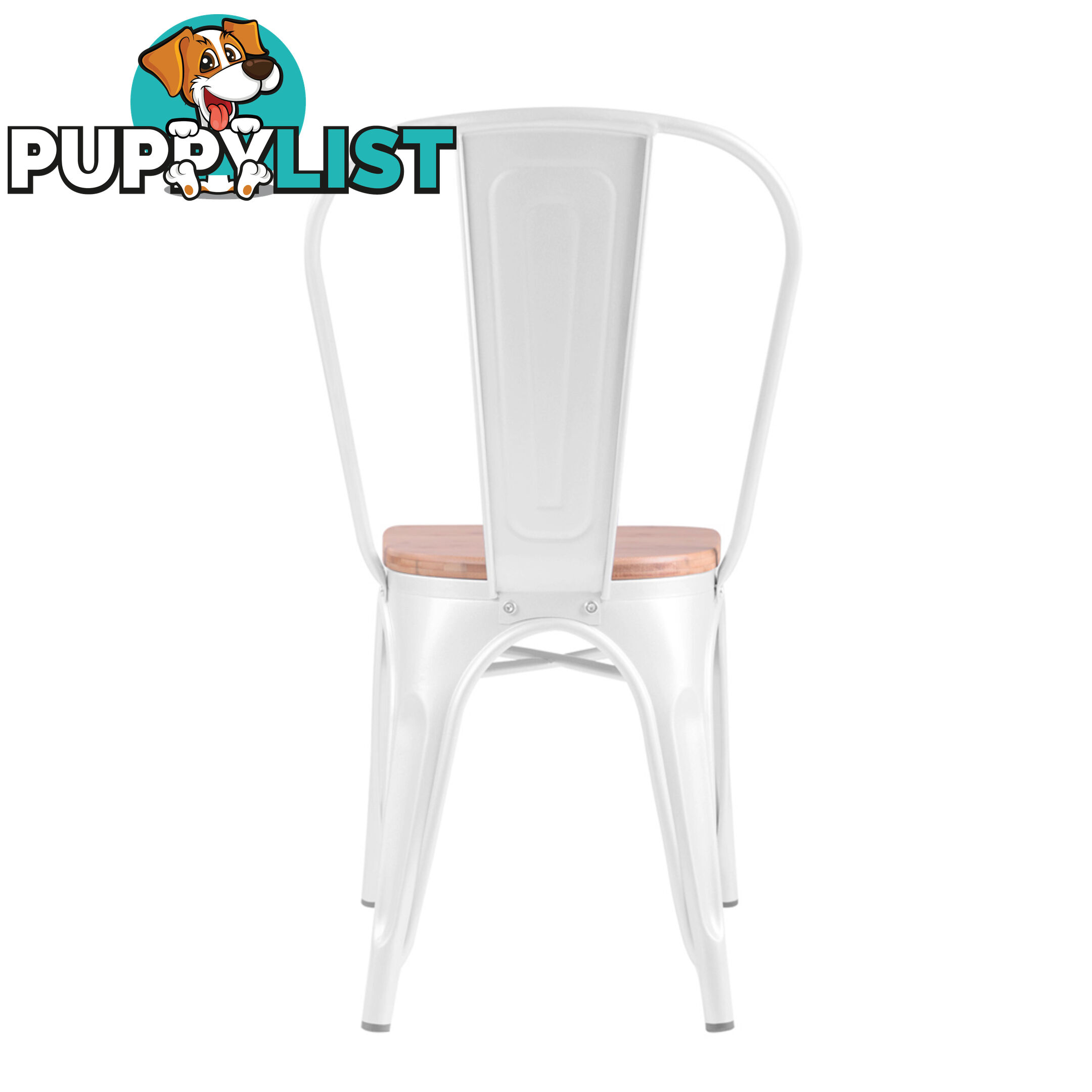 Set of 2 Replica Tolix Dining Metal Chair Bamboo Seat Gloss White