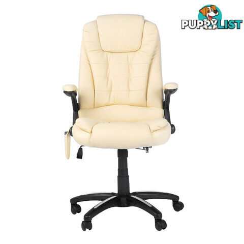 8 Point Massage Executive PU Leather Office Computer Chair Beige