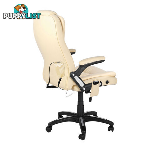 8 Point Massage Executive PU Leather Office Computer Chair Beige