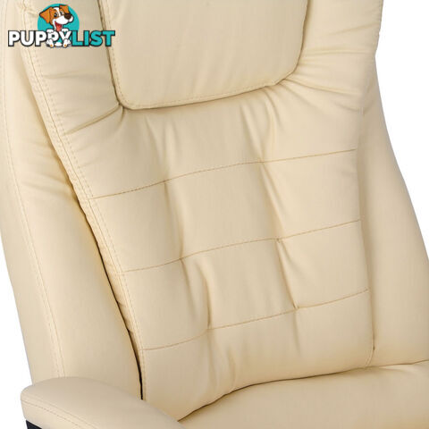 8 Point Massage Executive PU Leather Office Computer Chair Beige