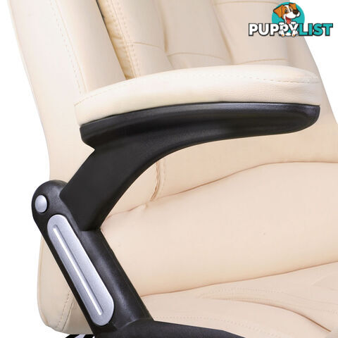 8 Point Massage Executive PU Leather Office Computer Chair Beige