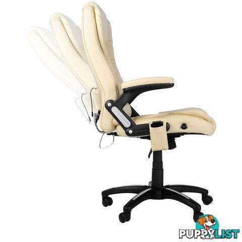 8 Point Massage Executive PU Leather Office Computer Chair Beige