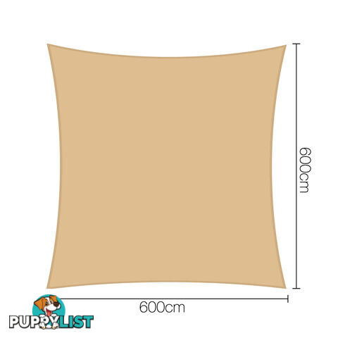 Heavy Duty 185GSM Shade Sail Canopy 6 x 6 M Sand