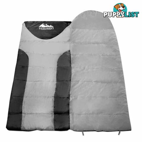 Camping Envelope Sleeping Bag Double Grey Black