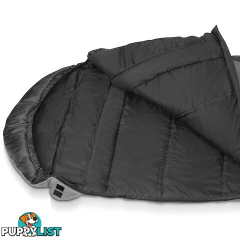 Camping Envelope Sleeping Bag Double Grey Black