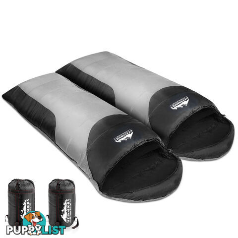 Camping Envelope Sleeping Bag Double Grey Black