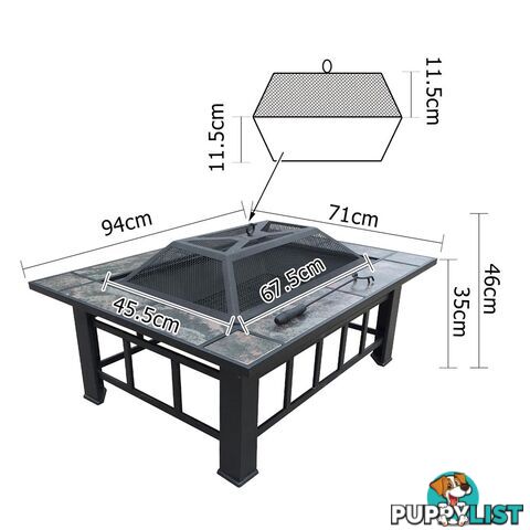 Outdoor Fire Pit BBQ Table Grill Fireplace