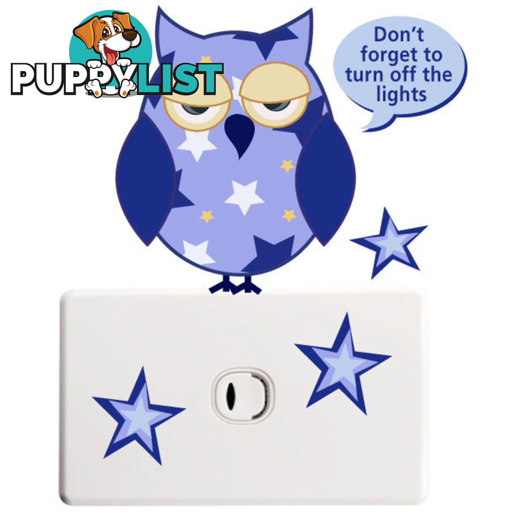 Owls Light Switch Stickers - Totally Movable and Reusable