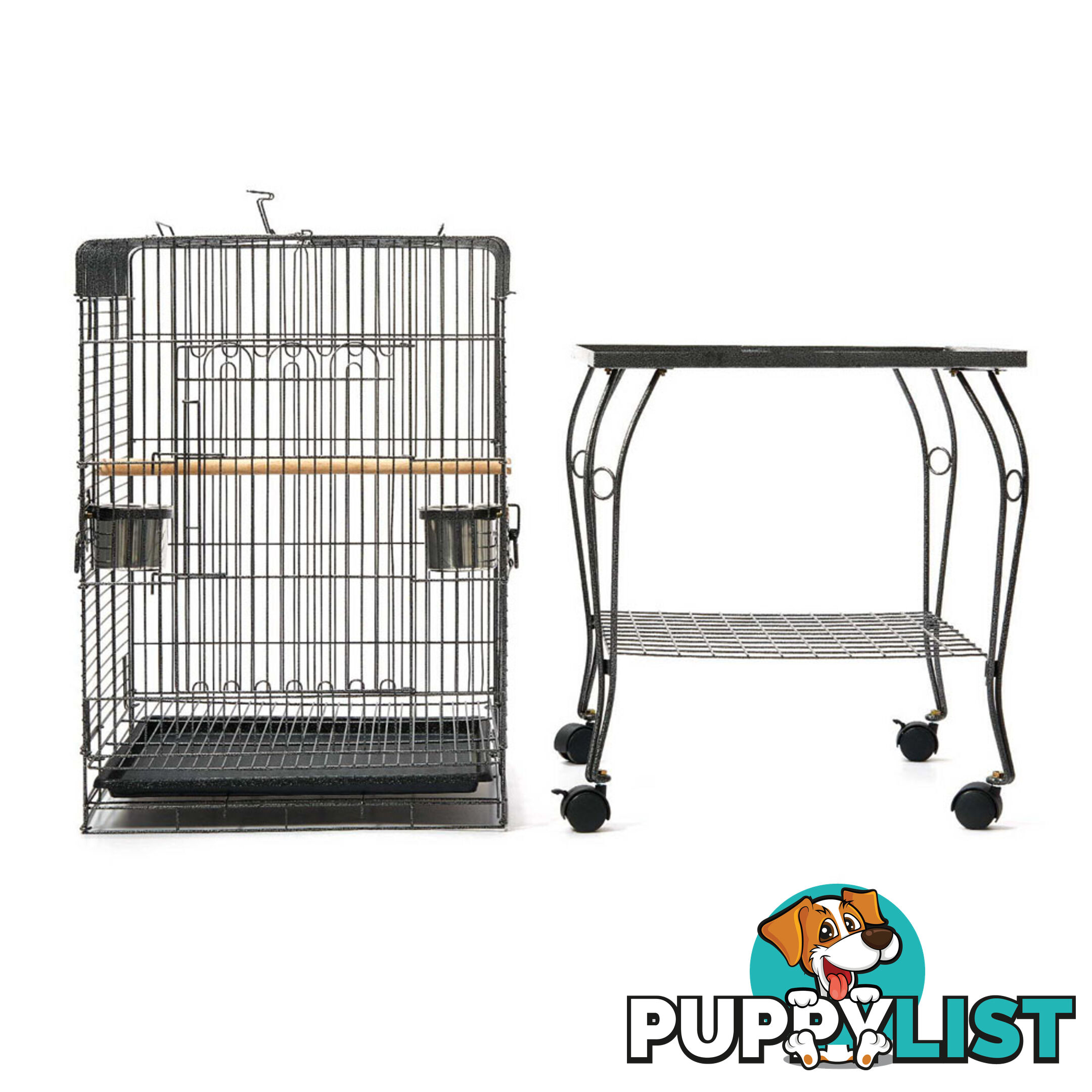 Parrot Pet Aviary Bird Cage w/ Open Roof 145cm Black