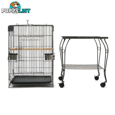 Parrot Pet Aviary Bird Cage w/ Open Roof 145cm Black