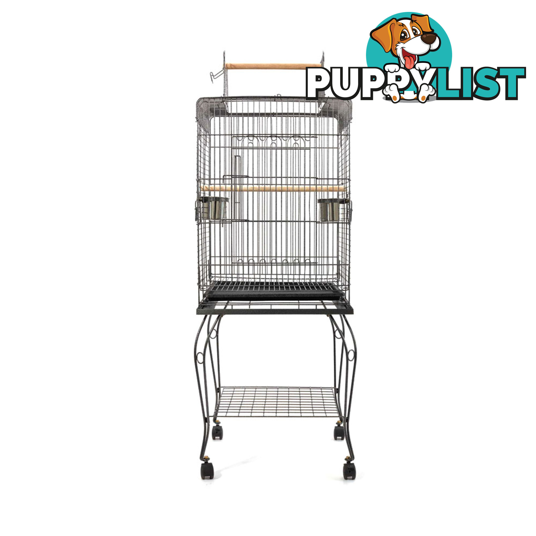 Parrot Pet Aviary Bird Cage w/ Open Roof 145cm Black