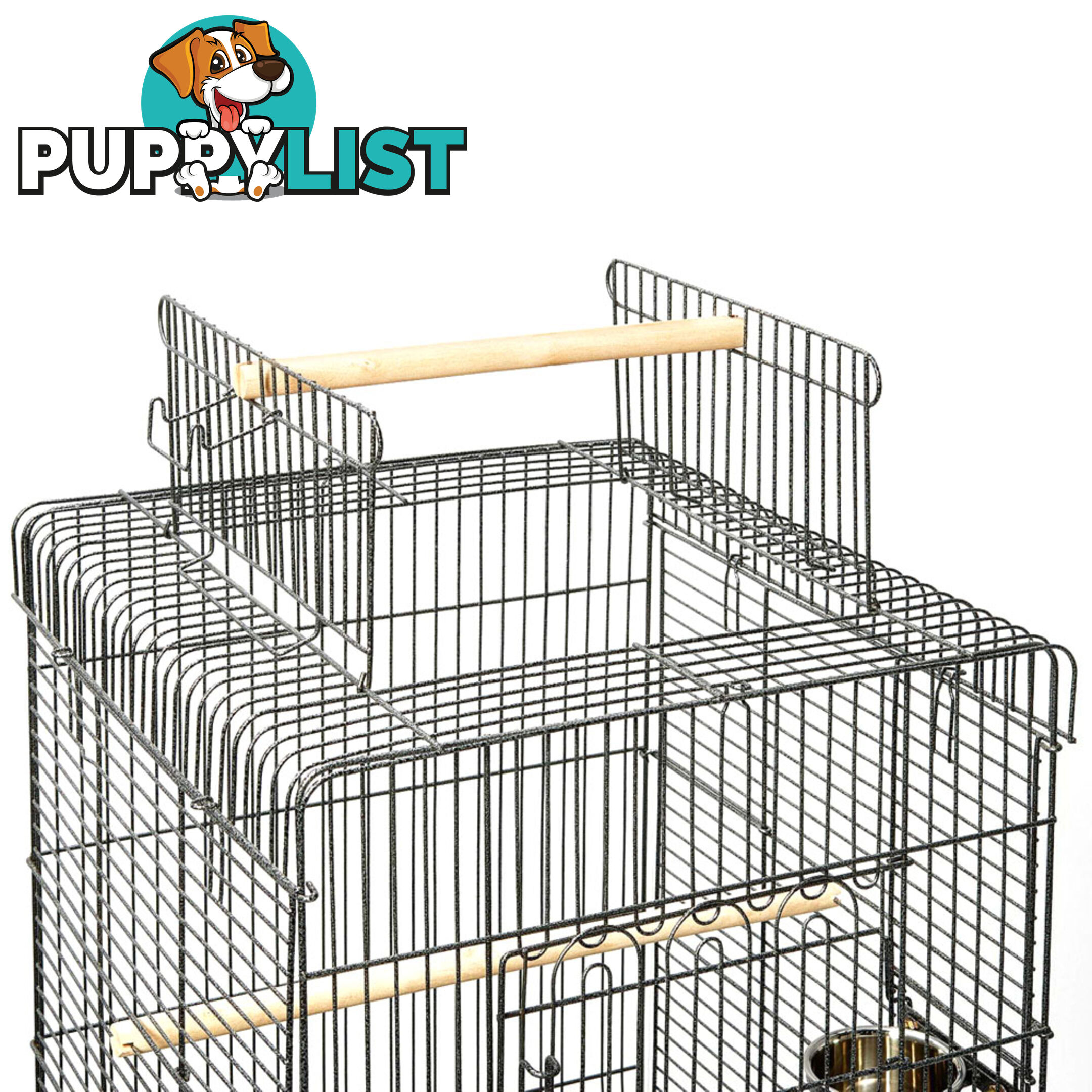 Parrot Pet Aviary Bird Cage w/ Open Roof 145cm Black