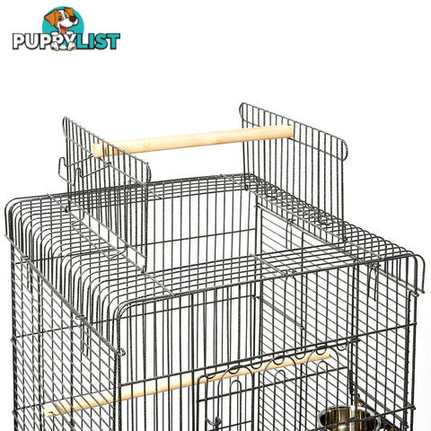 Parrot Pet Aviary Bird Cage w/ Open Roof 145cm Black