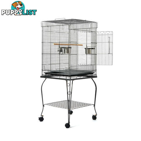 Parrot Pet Aviary Bird Cage w/ Open Roof 145cm Black