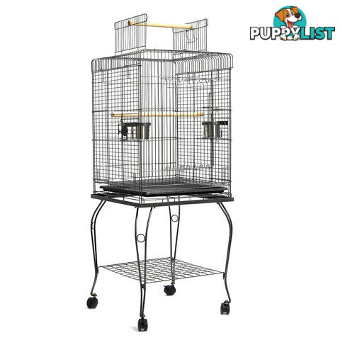 Parrot Pet Aviary Bird Cage w/ Open Roof 145cm Black