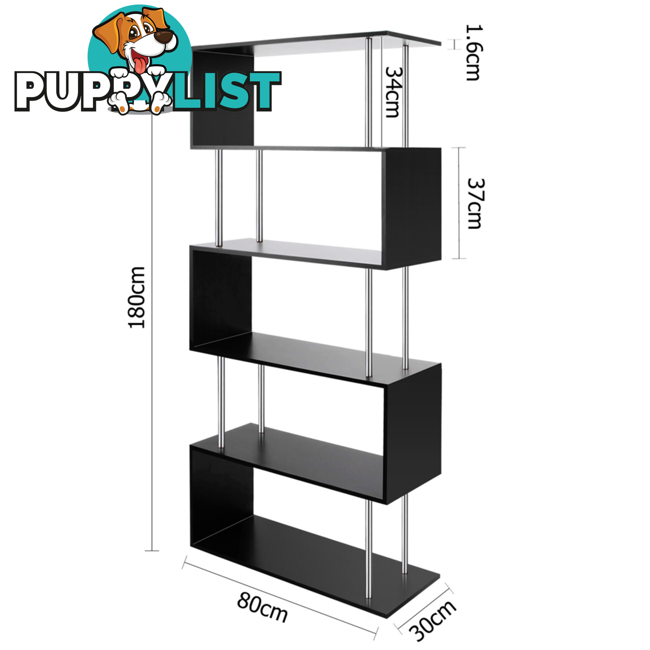 5 Tier Display/Book/Storage Shelf Unit Black