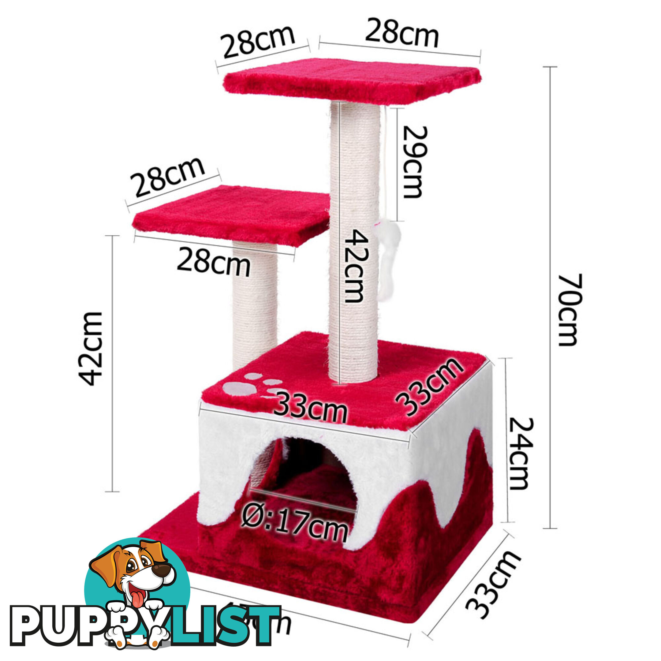 Cat Scratching Poles Post Furniture Tree House Red