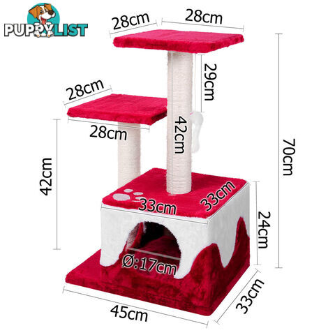 Cat Scratching Poles Post Furniture Tree House Red