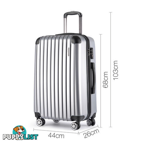 Set of 3 Hard Shell Travel Luggage with TSA Lock - Silver