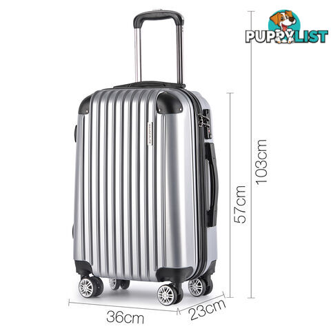 Set of 3 Hard Shell Travel Luggage with TSA Lock - Silver