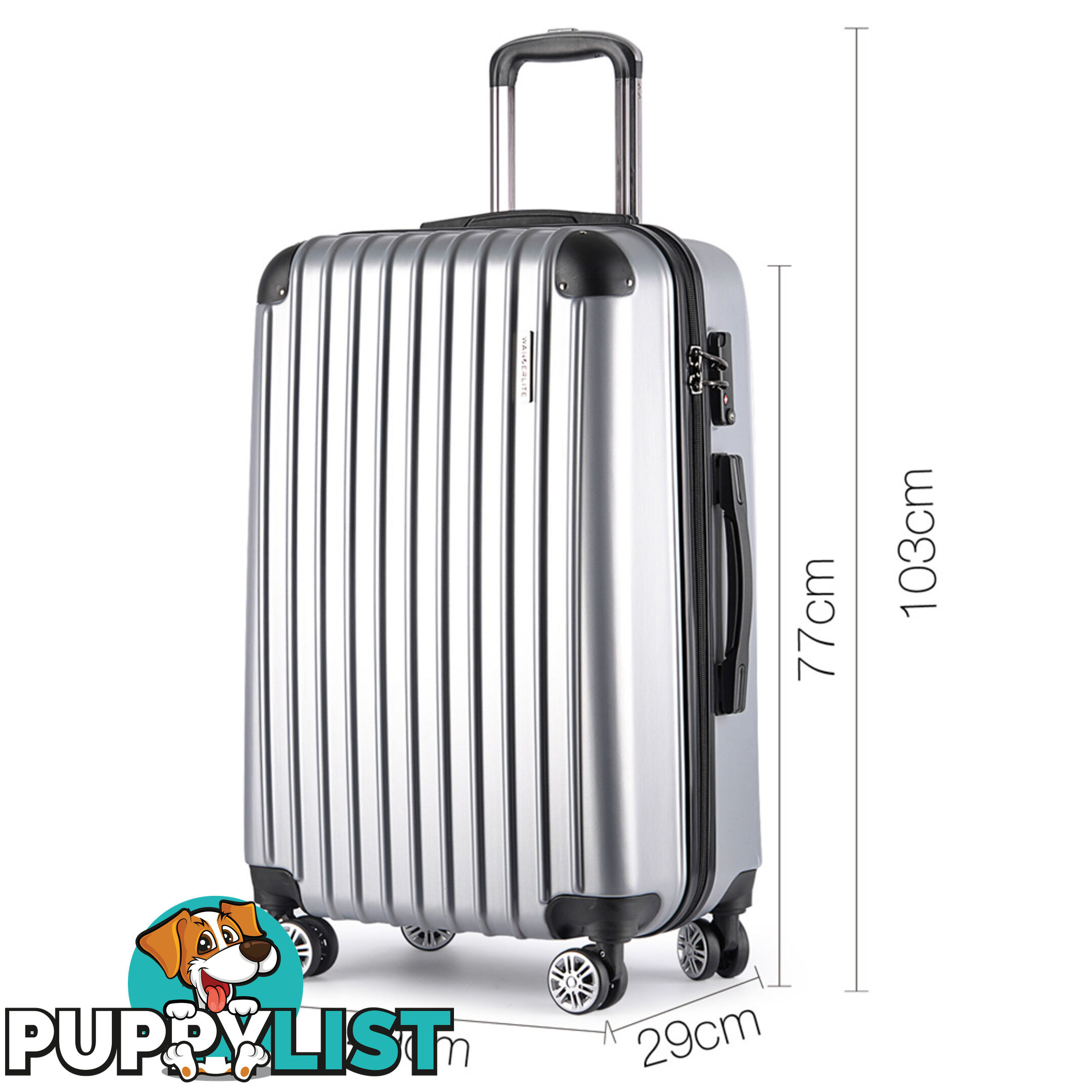 Set of 3 Hard Shell Travel Luggage with TSA Lock - Silver