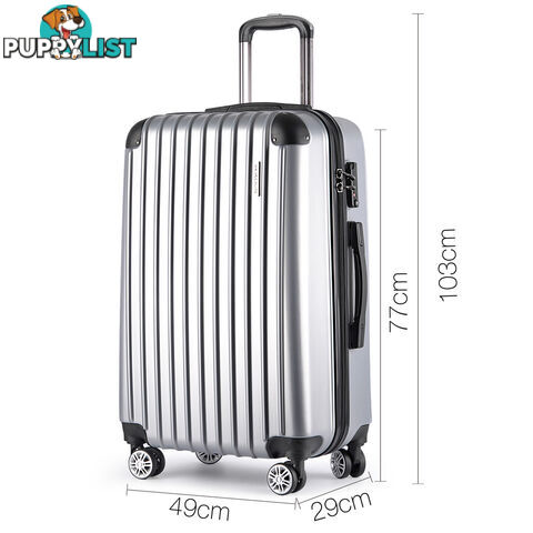 Set of 3 Hard Shell Travel Luggage with TSA Lock - Silver