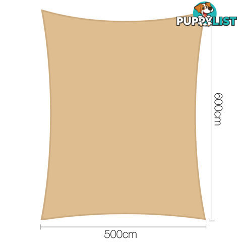 Heavy Duty 185GSM Shade Sail Canopy 5 x 6 M Sand