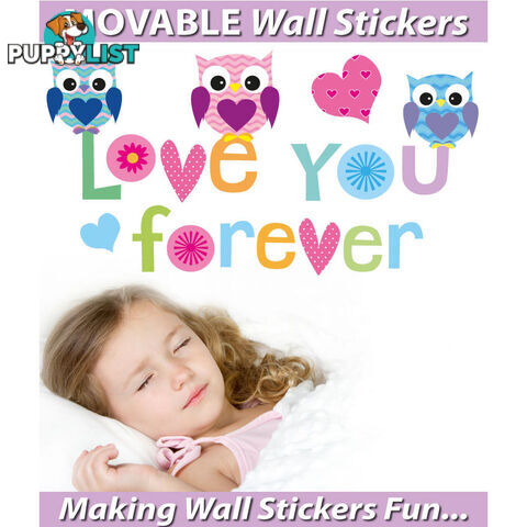 Extra Large Size Love Forever Owls Wall Sticker - Totally Movable