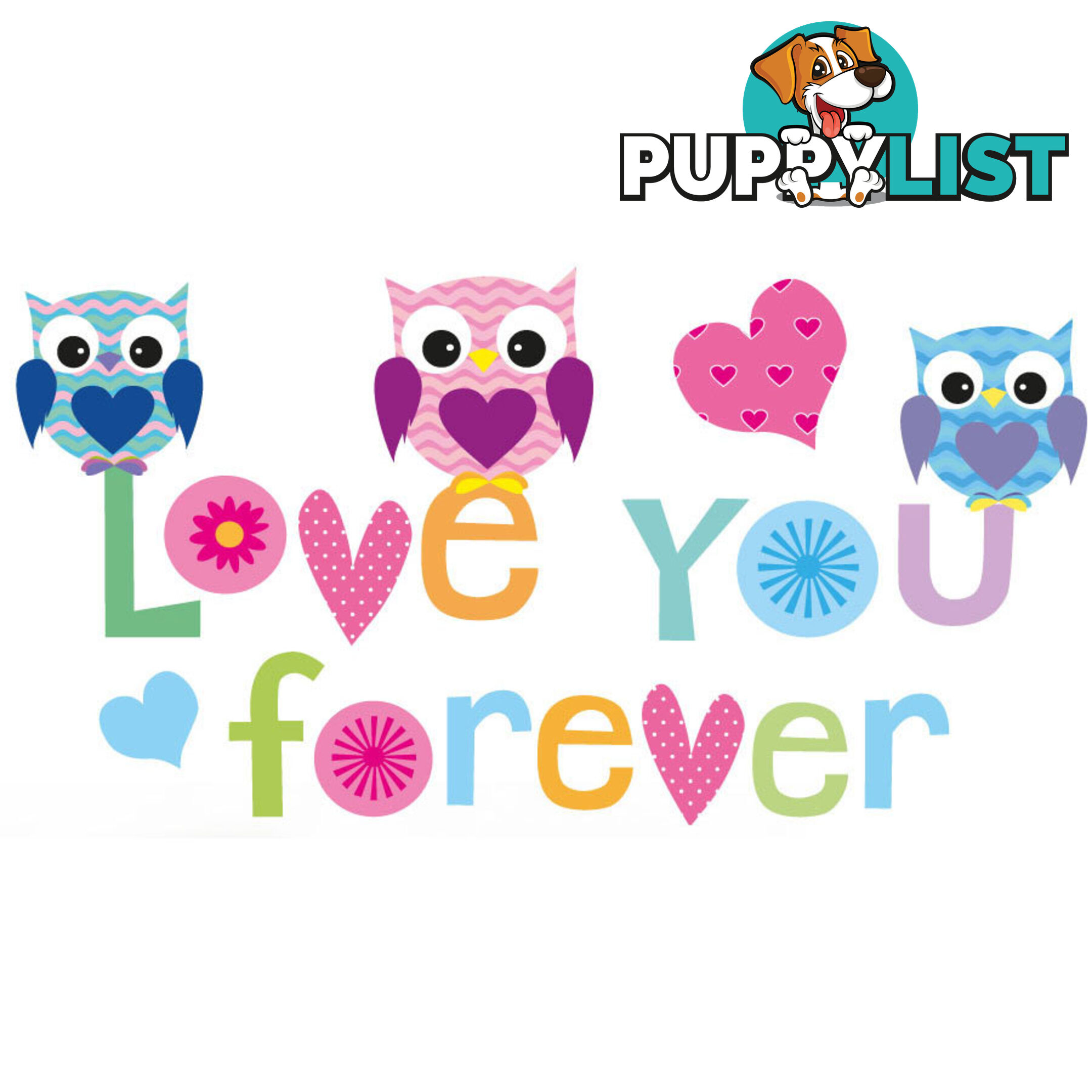 Extra Large Size Love Forever Owls Wall Sticker - Totally Movable