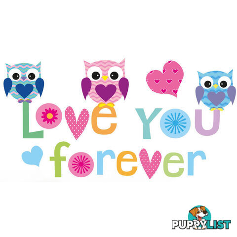 Extra Large Size Love Forever Owls Wall Sticker - Totally Movable