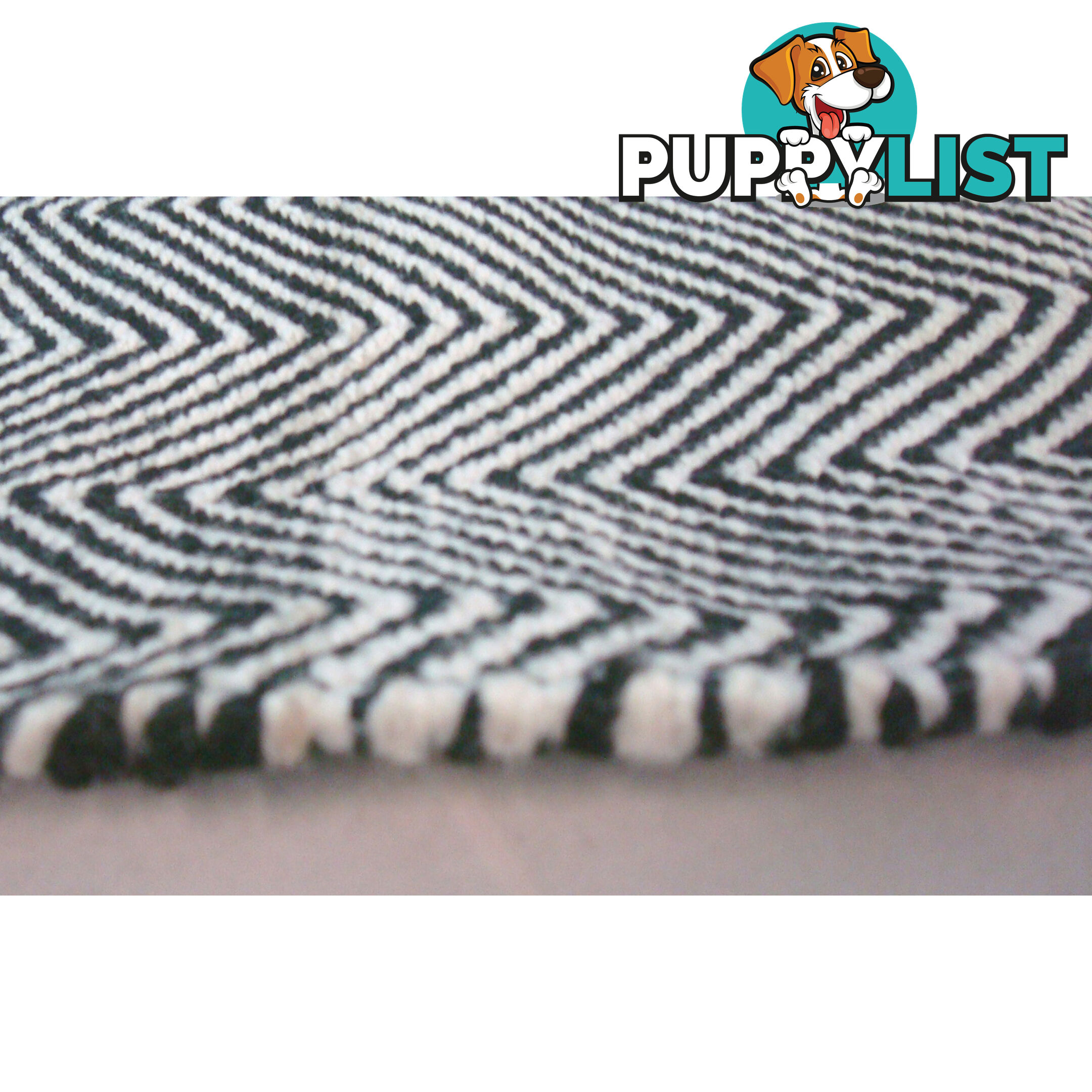 Wave durry Rug Black & White 160x230cm