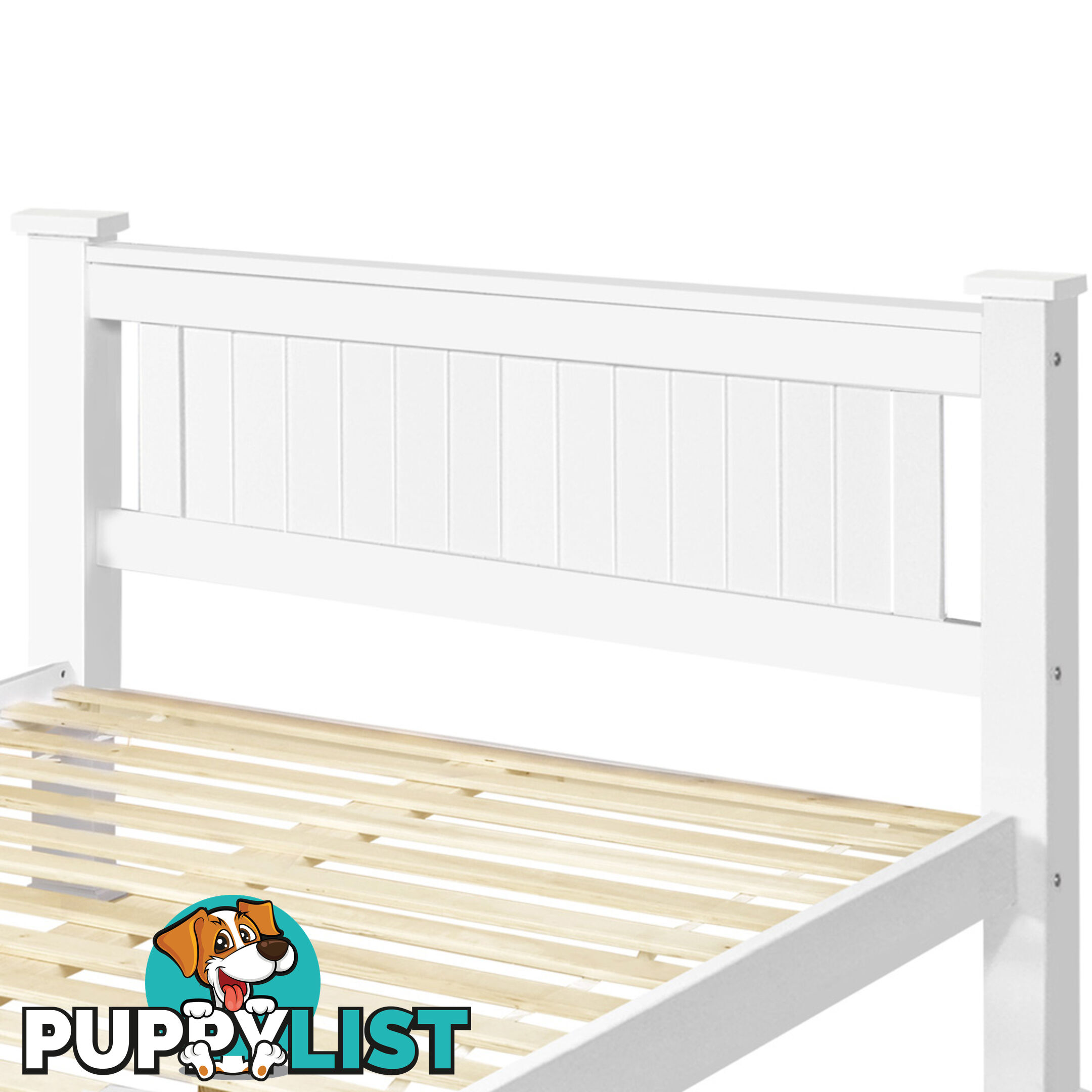 Wooden Bed Frame Pine Wood Queen White