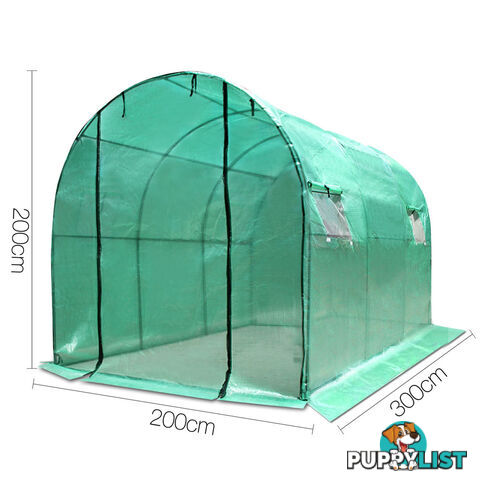 Greenhouse with Green PE Cover - 3M x 2M